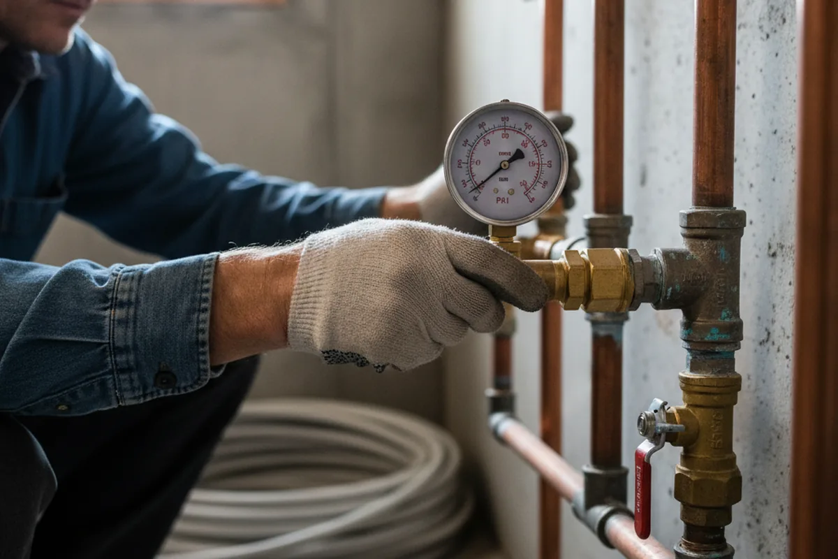 Pressure testing a repaired line during Water Line Repair in Hartstown
